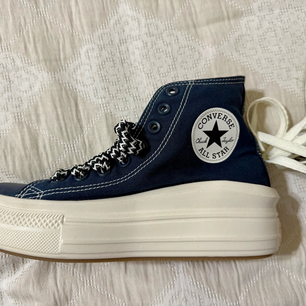 Chuck Taylor All Star Move Platform Women's High-Top Sneakers - Navy and White - Picture 16 of 16
